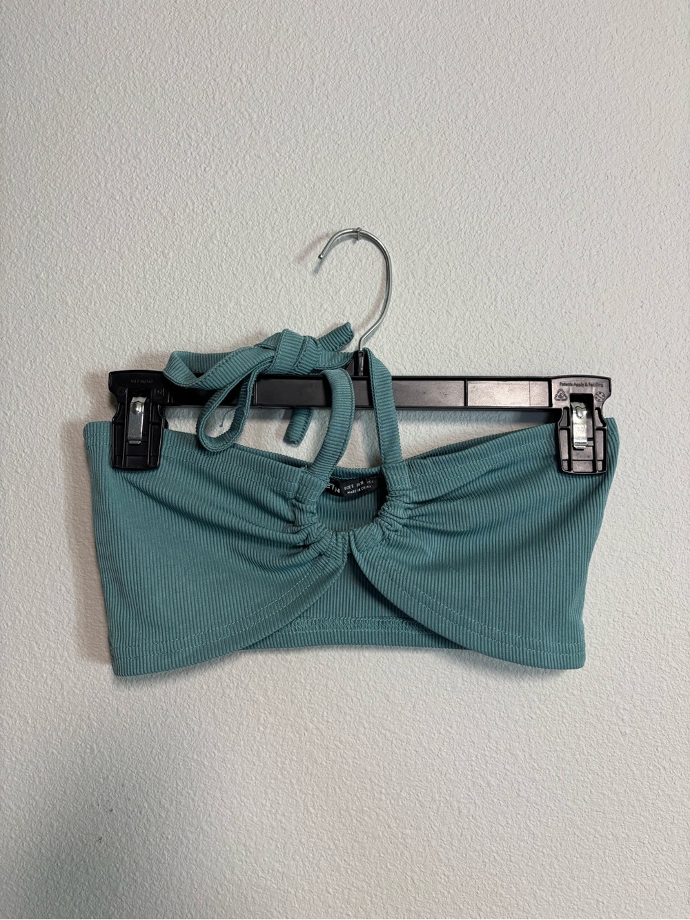 SHEIN Seafoam Green Ribbed Halter Bandeau Top